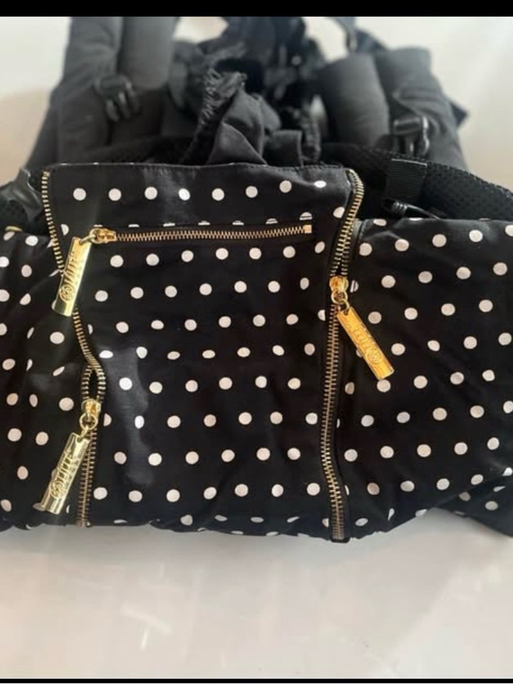 Kids Polka Dot Black Backpack with Gold Accents
